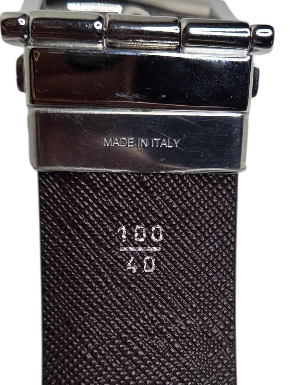 Prada Saffiano Reversible Leather Belt - Black/Brown - Picture 6 of 9